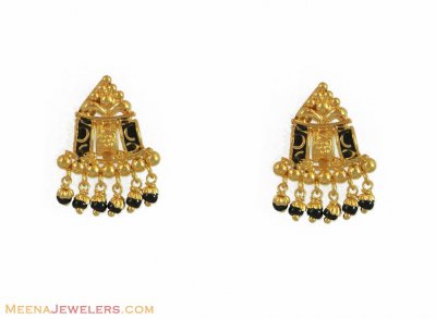 22k Gold Meenakari Earrings ( 22Kt Gold Fancy Earrings )