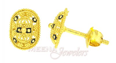22Kt Gold Earrings with Meena ( 22 Kt Gold Tops )