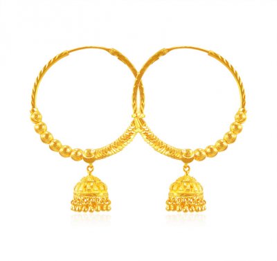 22kt Gold Designer Bali ( Hoop Earrings )