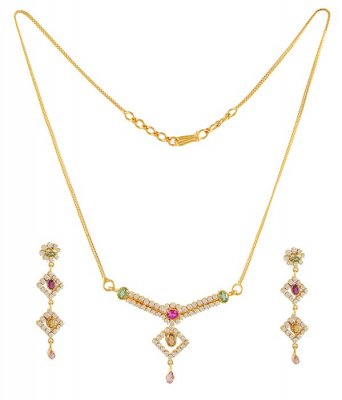 Gold Stone Necklace Set ( Gold Designer Sets )