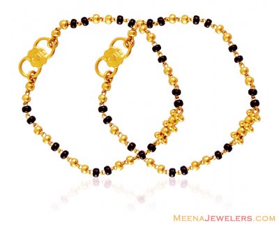 22k Gold Kids Mania ( Black Bead Bracelets )