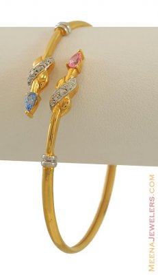 22K Bangle with Colored Signity ( Stone Bangles )
