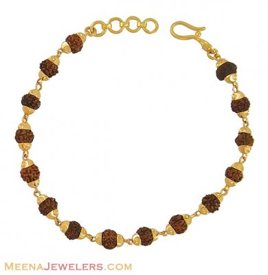 22k Gold Bracelet with Rudraksha ( Men`s Bracelets )