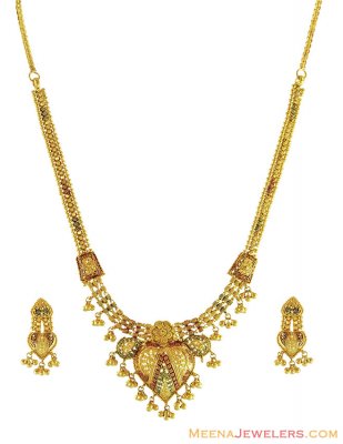 22K Gold Indian Necklace Set ( 22 Kt Gold Sets )