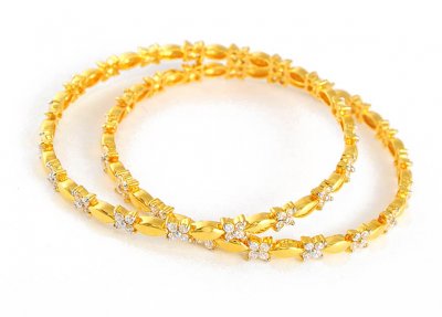 Gold Bangles with Star Signity ( Stone Bangles )
