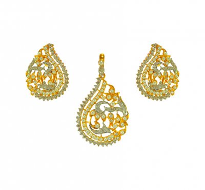 22Kt  Gold Pearl Pendant set ( Precious Stone Pendant Sets )