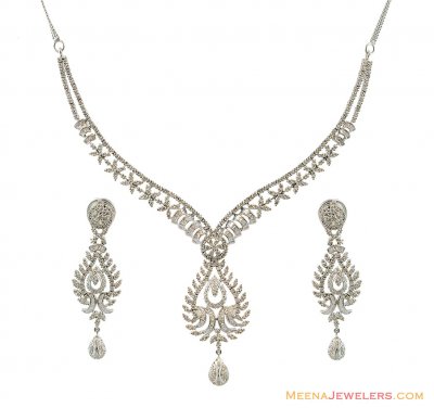Diamond Necklace Set (18K White) ( Diamond Necklace Sets )