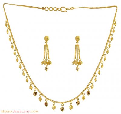 Gold Fancy Necklace Set (with hangings) ( Light Sets )