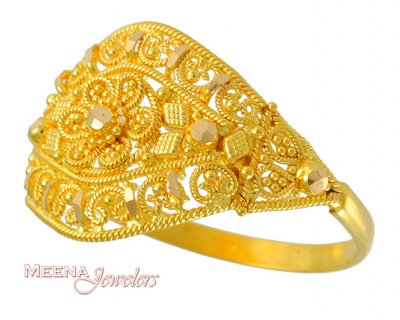 Indian Filigree Ring ( Ladies Gold Ring )