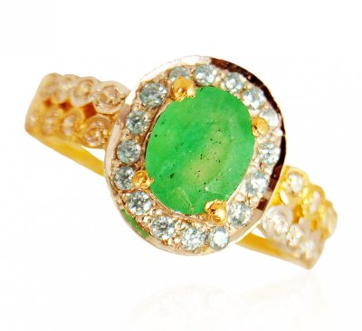 22KT Gold Emerald Ring ( Ladies Rings with Precious Stones )
