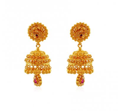 Gold Jhumki Earrings ( 22Kt Gold Fancy Earrings )