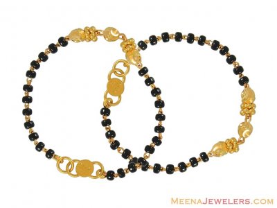 Kids bracelets (22k gold) ( Black Bead Bracelets )