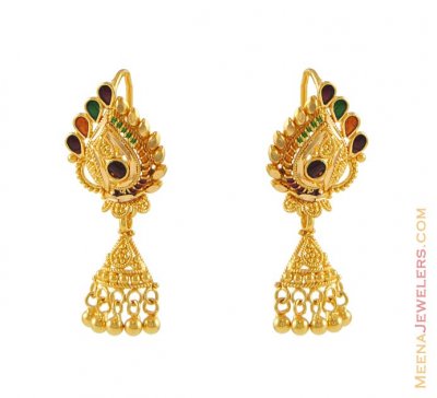 Enamel paint earring (22k Gold) ( 22Kt Gold Fancy Earrings )