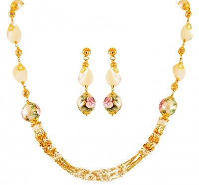 22Karat Gold Pearl Necklace Set ( Light Sets )