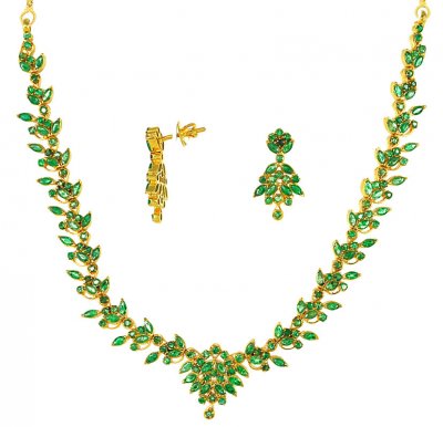 Gold Emerald Necklace Set ( Emerald Necklace Sets )