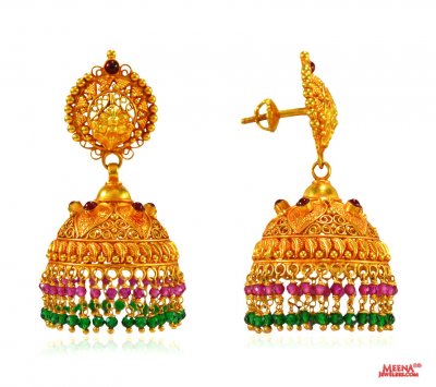 22 Karat Gold Geru Jhumki ( Exquisite Earrings )