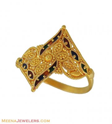 Gold MeenaKari Ring ( Ladies Gold Ring )