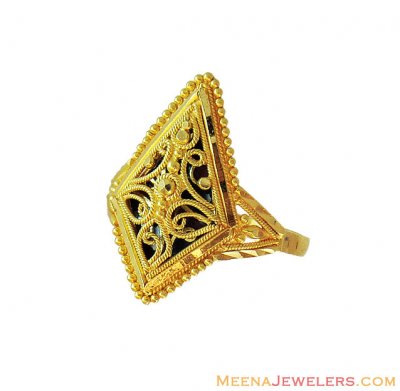 22K Gold Fancy Meenakari Ring ( Ladies Gold Ring )