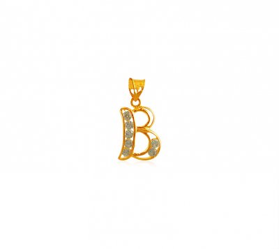 22Kt Gold Pendant with Initial(B) ( Initial Pendants )
