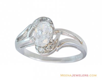 18k Fancy Signity Ring  ( Ladies White Gold Rings )