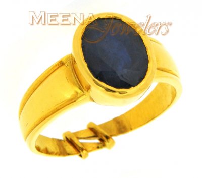 22kt Gold Birthstone Ring with Blue Sapphire ( Astrological BirthStone Rings )