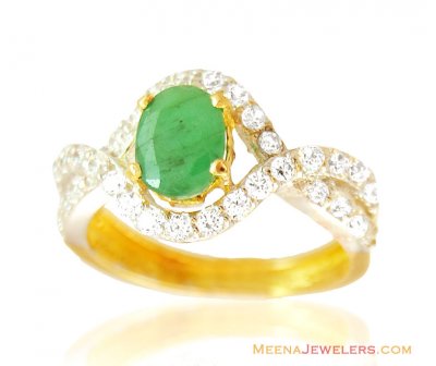 Fancy Emerald Gold Ring ( Ladies Rings with Precious Stones )