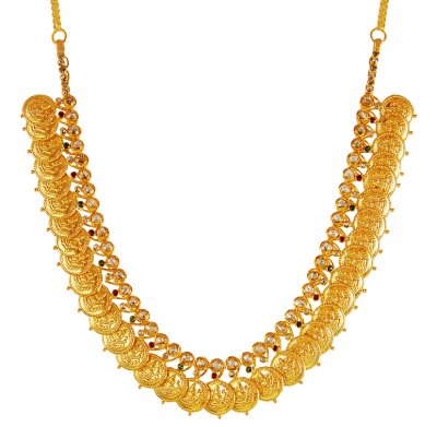 22k Uncut Diamond Kasu Necklace ( Diamond Necklace Sets )