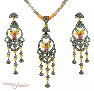 18Kt Victorian Pendant Set ( Diamond Victorian Jewelry )
