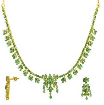 Gold Emerald Necklace Set ( Emerald Necklace Sets )