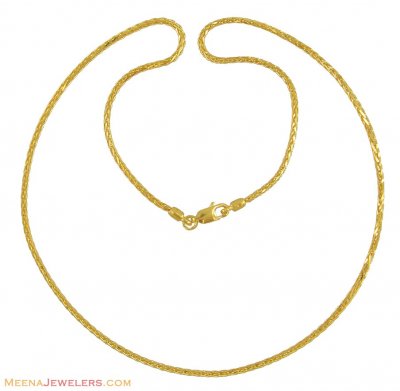 22K Round Foxtail Chain (18 Inches) ( Plain Gold Chains )