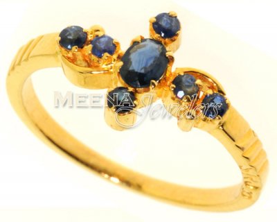 Gold Ring with Saffire ( Ladies Rings with Precious Stones )