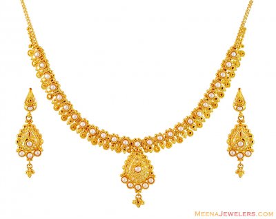 22K Gold Beautiful Necklace Set ( 22 Kt Gold Sets )