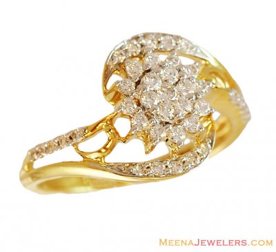 Floral Shaped Diamond Ring 18K Gold ( Diamond Rings )