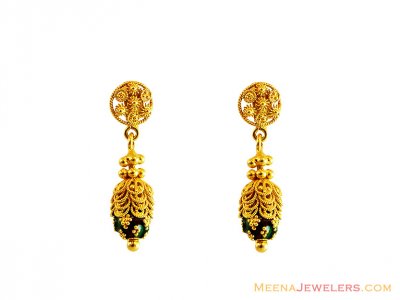 22K Traditional Meena Earrings  ( 22Kt Gold Fancy Earrings )