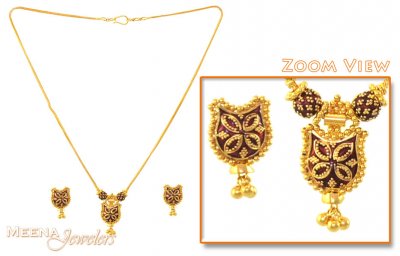 22K Gold Enamel Necklace Set ( Light Sets )