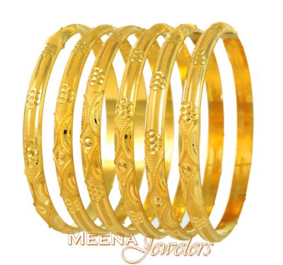 Gold Bangles Lazer Cuts (2 pc only) ( Set of Bangles )