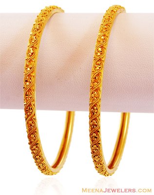22k Gold filigree Bangle (2 pc) ( Gold Bangles )