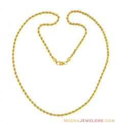 22K Hollow Rope Chain (20 Inch)