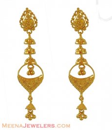 22K filigree Designer Earrings ( 22Kt Gold Fancy Earrings )