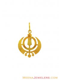 22K Gold Plain Khanda Pendant  ( Khanda Pendants )