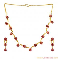 22K Fancy Ruby Necklace Set 