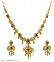 22Kt  Diamond Polki Necklace Set
