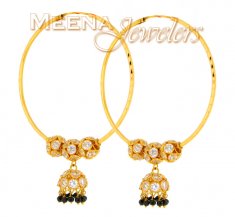 22Kt Gold Hoop Earrings with Jhumki ( Hoop Earrings )