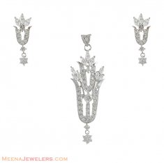 White Gold Signity Pendant Set 