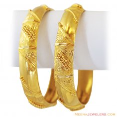 21k Yellow Gold Bangles(2Pcs)