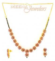 22Kt Ruby and Sapphire Set ( Combination Necklace Set )