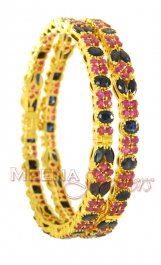 Gold Sapphire, Ruby Bangles
