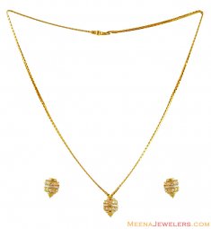 22K Two Tone Elegant Cz Necklace Set 