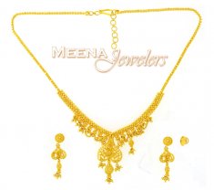 22K Yellow Gold Three Piece Necklace Set ( Light Sets )