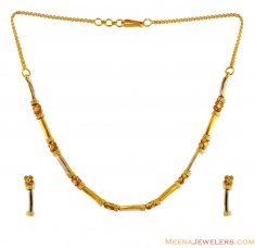 Two Tone Gold 22K Necklace Set
